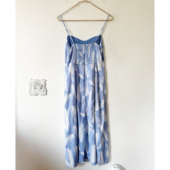 Abercrombie & Fitch Blue and White Camille High Slit Midi Slip Dress S - Picture 6 of 9
